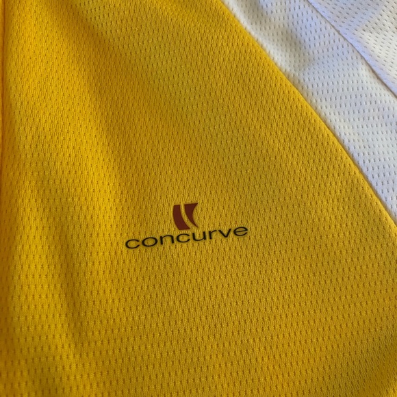 Concurve Mens Cycling Shirt Jersey Yellow White Size M 1/2 Zip Pockets - Picture 7 of 11